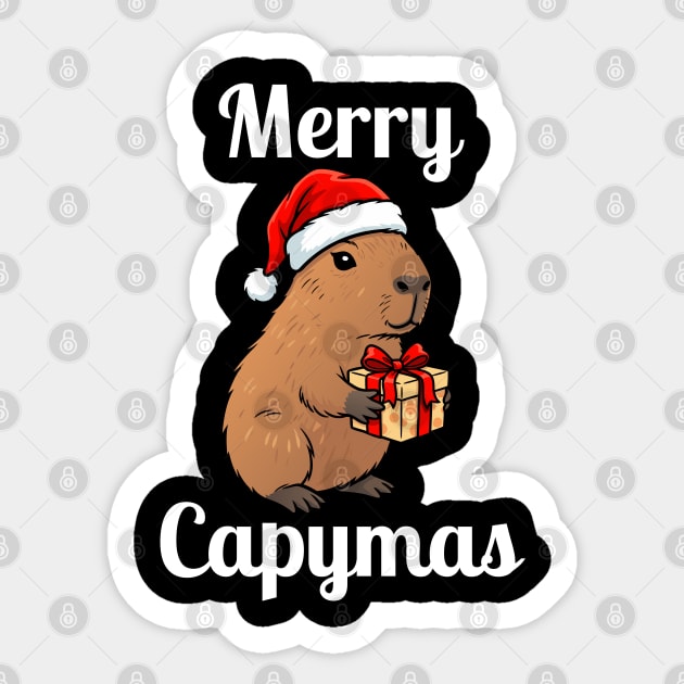 Merry Capymas Capybara Sticker by Creatifly Graphic Tees